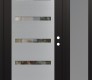 Modern Steel Front Door Diamond C7 48" x 80" black/black clear Glass Panel stainless steel LHI with Sidelite frosted Glass