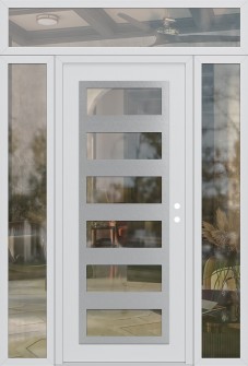 Diamond C9 64" x 96" white/white clear Glass Panel stainless steel LHI with 2 Sidelites and Transom clear Glass