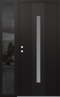 DIAMOND A2 50" X 80" BLACK/WHITE FROSTED GLASS PANEL BLACK RHI WITH SIDELITE MIRRORED GLASS