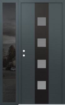 DIAMOND A12 52" X 80" ANTHRACITE/ANTHRACITE FROSTED GLASS PANEL BLACK RHI WITH SIDELITE MIRRORED GLASS