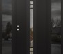Modern Steel Front Door DIAMOND A4 64" X 80" BLACK/BLACK CLEAR GLASS PANEL BLACK RHI WITH 2 SIDELITES MIRRORED GLASS
