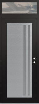 Diamond C6 36" x 96" black/white frosted Glass Panel stainless steel LHI with Transom clear Glass