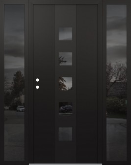 DIAMOND A13 68" X 80" BLACK/BLACK MIRRORED GLASS PANEL BLACK RHI WITH 2 SIDELITES MIRRORED GLASS