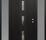 Modern Steel Front Door DIAMOND A7 68" X 80" BLACK/BLACK CLEAR GLASS PANEL BLACK LHI WITH 2 SIDELITES FROSTED GLASS
