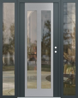 Diamond C14 68" x 80" anthracite/anthracite clear Glass Panel stainless steel LHI with 2 Sidelites clear Glass