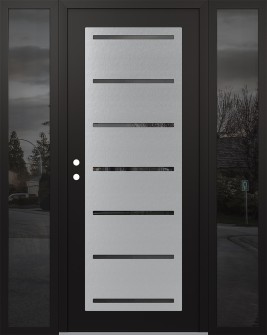 Diamond C11 60" x 80" black/black mirrored Glass Panel stainless steel RHI with 2 Sidelites mirrored Glass