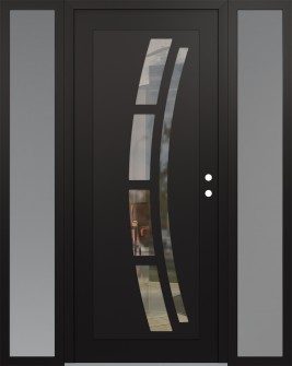 Diamond C12 68" x 80" black/black clear Glass Panel black LHI with 2 Sidelites frosted Glass