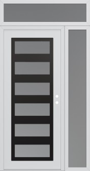 Diamond C9 52" x 96" white/white frosted Glass Panel black LHI with Sidelite and Transom frosted Glass