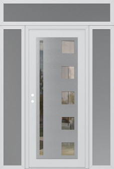 Diamond C3 68" x 96" white/white clear Glass Panel stainless steel RHI with 2 Sidelites and Transom frosted Glass