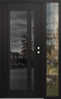 Diamond C15 48" x 80" black/black mirrored Glass Panel black LHI with Sidelite clear Glass