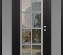 Modern Steel Front Door Diamond C16 68" x 80" black/black clear Glass Panel stainless steel LHI with 2 Sidelites frosted Glass