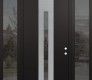 DIAMOND A2 60" X 96" BLACK/BLACK MIRRORED GLASS PANEL STAINLESS STEEL RHI WITH 2 SIDELITES AND TRANSOM MIRRORED GLASS