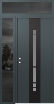DIAMOND A3 48" X 96" ANTHRACITE/ANTHRACITE FROSTED GLASS PANEL BLACK RHI WITH SIDELITE AND TRANSOM MIRRORED GLASS