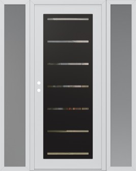 Diamond C11 68" x 80" white/white clear Glass Panel black RHI with 2 Sidelites frosted Glass