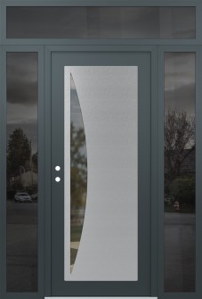 Diamond C13 64" x 96" anthracite/anthracite clear Glass Panel stainless steel RHI with 2 Sidelites and Transom mirrored Glass