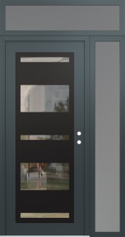 Diamond C10 52" x 96" anthracite/anthracite clear Glass Panel black LHI with Sidelite and Transom frosted Glass