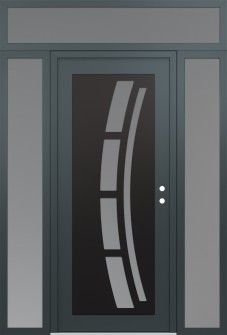 Diamond C12 68" x 96" anthracite/anthracite frosted Glass Panel black LHI with 2 Sidelites and Transom frosted Glass