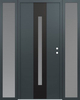 DIAMOND A2 68" X 80" ANTHRACITE/ANTHRACITE FROSTED GLASS PANEL BLACK LHI WITH 2 SIDELITES FROSTED GLASS