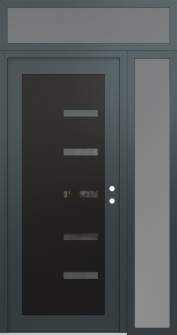 Diamond C8 52" x 96" anthracite/anthracite mirrored Glass Panel black LHI with Sidelite and Transom frosted Glass