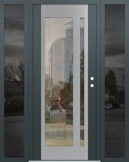 Diamond C15 60" x 80" anthracite/anthracite clear Glass Panel stainless steel LHI with 2 Sidelites mirrored Glass