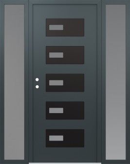 Diamond D7 64" x 80" anthracite/anthracite frosted Glass Panel black RHI with 2 Sidelites frosted Glass