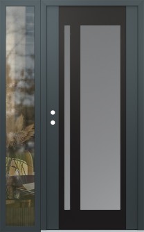 Diamond C15 52" x 80" anthracite/anthracite frosted Glass Panel black RHI with Sidelite clear Glass