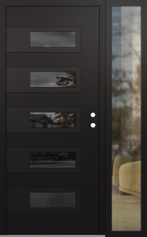 Diamond D3 50" x 80" black/black mirrored Glass Panel black LHI with Sidelite clear Glass