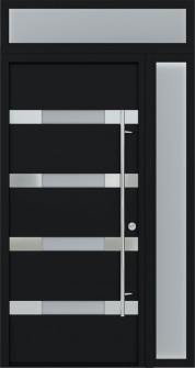 MODERN FRONT STEEL DOOR AURA BLACK/WHITE 49 1/4" X 95 11/16" LHI + SIDELITE RIGHT/TRANSOM