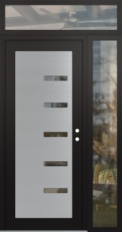 Diamond C8 52" x 96" black/black clear Glass Panel stainless steel LHI with Sidelite and Transom clear Glass