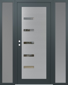 Diamond C8 68" x 80" anthracite/anthracite clear Glass Panel stainless steel RHI with 2 Sidelites frosted Glass