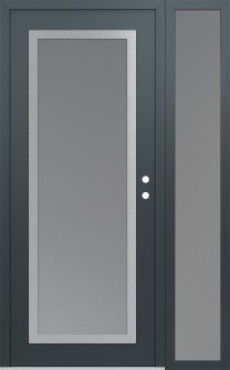 Diamond C1 50" x 80" anthracite/anthracite frosted Glass Panel stainless steel LHI with Sidelite frosted Glass