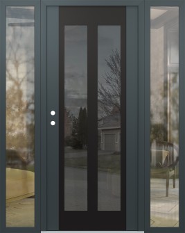 Diamond C14 68" x 80" anthracite/anthracite mirrored Glass Panel black RHI with 2 Sidelites clear Glass