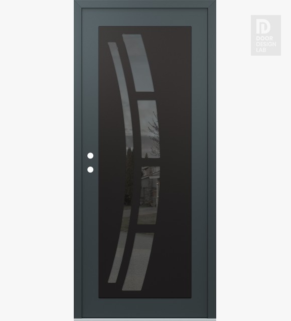Modern Steel Front Door Diamond C12 36" x 80" anthracite/anthracite mirrored Glass Panel black RHI