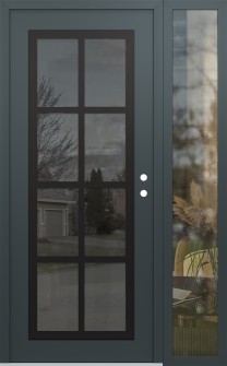 Diamond C16 50" x 80" anthracite/anthracite mirrored Glass Panel black LHI with Sidelite clear Glass