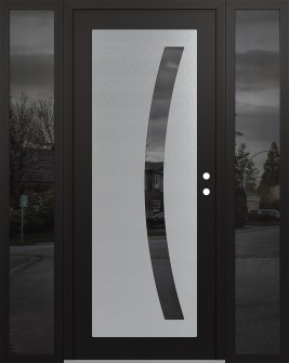 Diamond C4 68" x 80" black/black mirrored Glass Panel stainless steel LHI with 2 Sidelites mirrored Glass