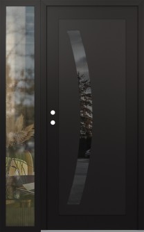 Diamond C4 50" x 80" black/black mirrored Glass Panel black RHI with Sidelite clear Glass