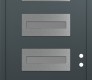Modern Steel Front Door Diamond D4 36" x 96" anthracite/anthracite frosted Glass Panel stainless steel LHI with Transom frosted Glass