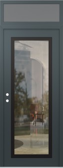 Diamond C1 36" x 96" anthracite/anthracite clear Glass Panel black RHI with Transom frosted Glass