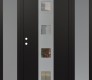 Modern Steel Front Door DIAMOND A12 64" X 80" BLACK/BLACK CLEAR GLASS PANEL STAINLESS STEEL RHI WITH 2 SIDELITES FROSTED GLASS