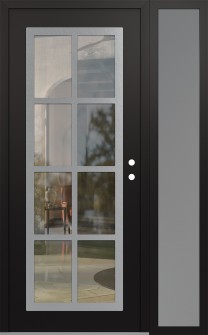 Diamond C16 50" x 80" black/black clear Glass Panel stainless steel LHI with Sidelite frosted Glass