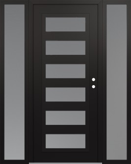 Diamond C9 60" x 80" black/white frosted Glass Panel black LHI with 2 Sidelites frosted Glass