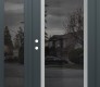 Modern Steel Front Door Diamond C1 48" x 80" anthracite/anthracite mirrored Glass Panel stainless steel RHI with Sidelite mirrored Glass