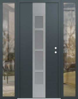 DIAMOND A10 68" X 80" ANTHRACITE/ANTHRACITE FROSTED GLASS PANEL STAINLESS STEEL LHI WITH 2 SIDELITES CLEAR GLASS