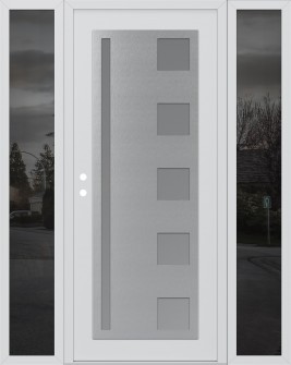 Diamond C3 60" x 80" white/white frosted Glass Panel stainless steel RHI with 2 Sidelites mirrored Glass