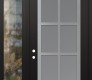 Modern Steel Front Door Diamond C16 48" x 96" black/white frosted Glass Panel stainless steel RHI with Sidelite and Transom clear Glass
