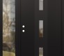 Modern Steel Front Door DIAMOND A7 50" X 80" BLACK/BLACK CLEAR GLASS PANEL BLACK RHI WITH SIDELITE CLEAR GLASS