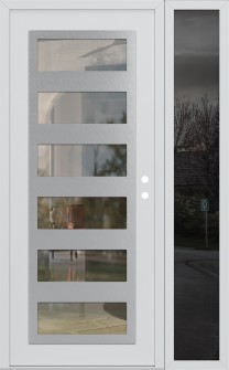 Diamond C9 52" x 80" white/white clear Glass Panel stainless steel LHI with Sidelite mirrored Glass