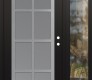 Modern Steel Front Door Diamond C16 52" x 80" black/white frosted Glass Panel stainless steel LHI with Sidelite clear Glass