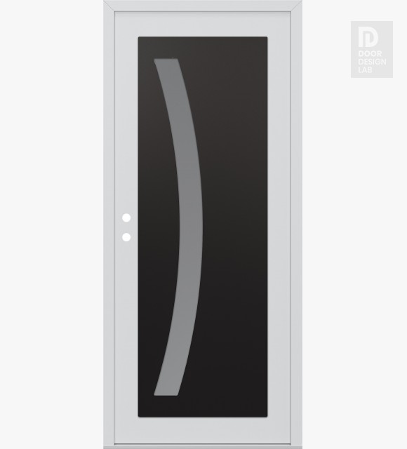 Modern Steel Front Door Diamond C4 36" x 80" white/white frosted Glass Panel black RHI