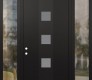 Modern Steel Front Door DIAMOND A12 64" X 96" BLACK/WHITE FROSTED GLASS PANEL BLACK RHI WITH 2 SIDELITES AND TRANSOM CLEAR GLASS